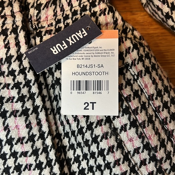Oshkosh Houndstooth Girl's Peacoat Jacket Size 2T - Picture 3 of 8